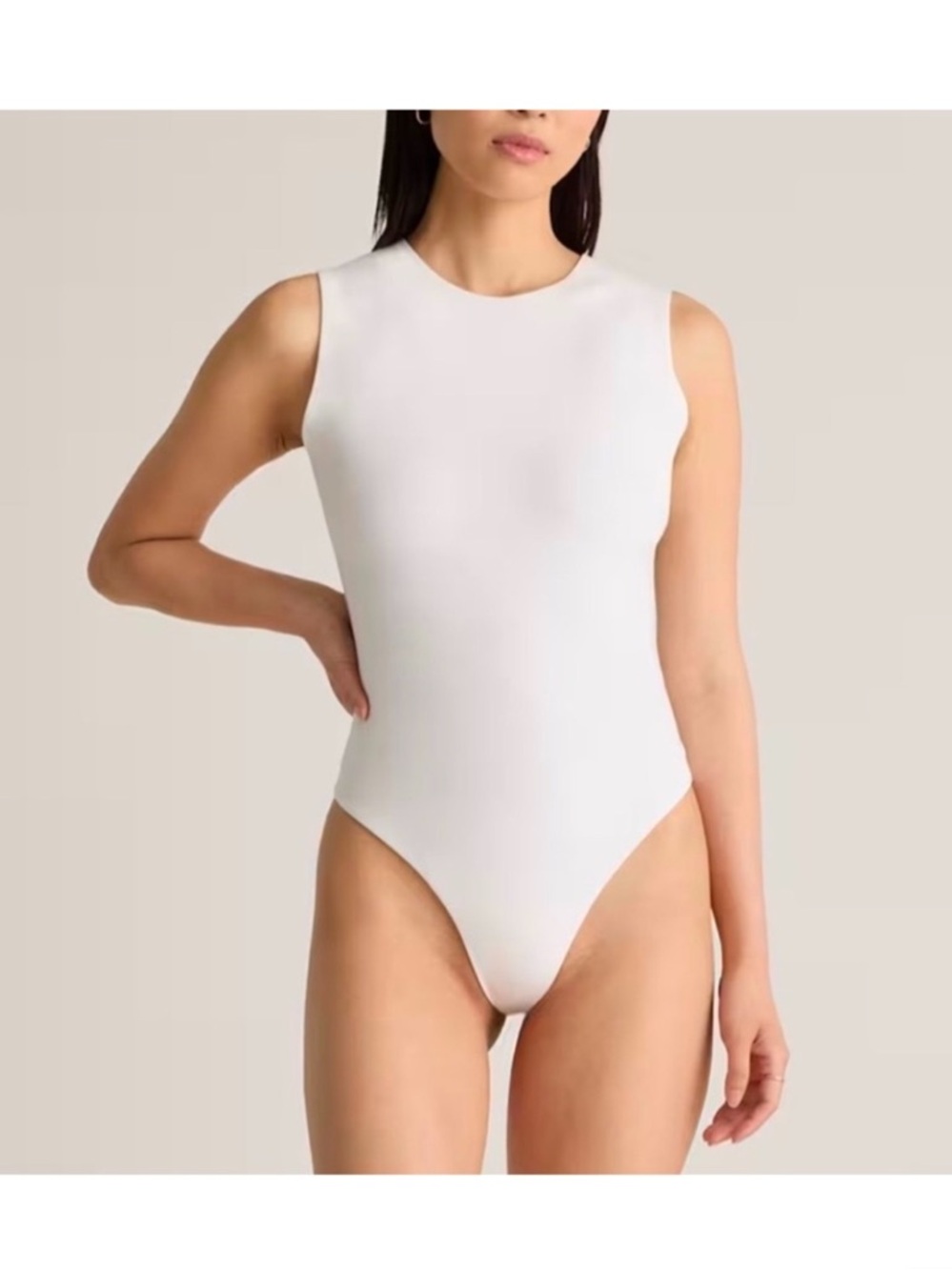 Quince Stretch Cotton Jersey High Neck Sleeveless Bodysuit NEW